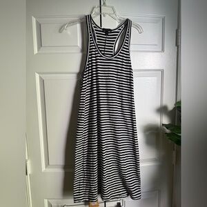 J.Crew Striped Tank Dress Racerback Sz M minimalist Capsule Beach Preppy Cottage